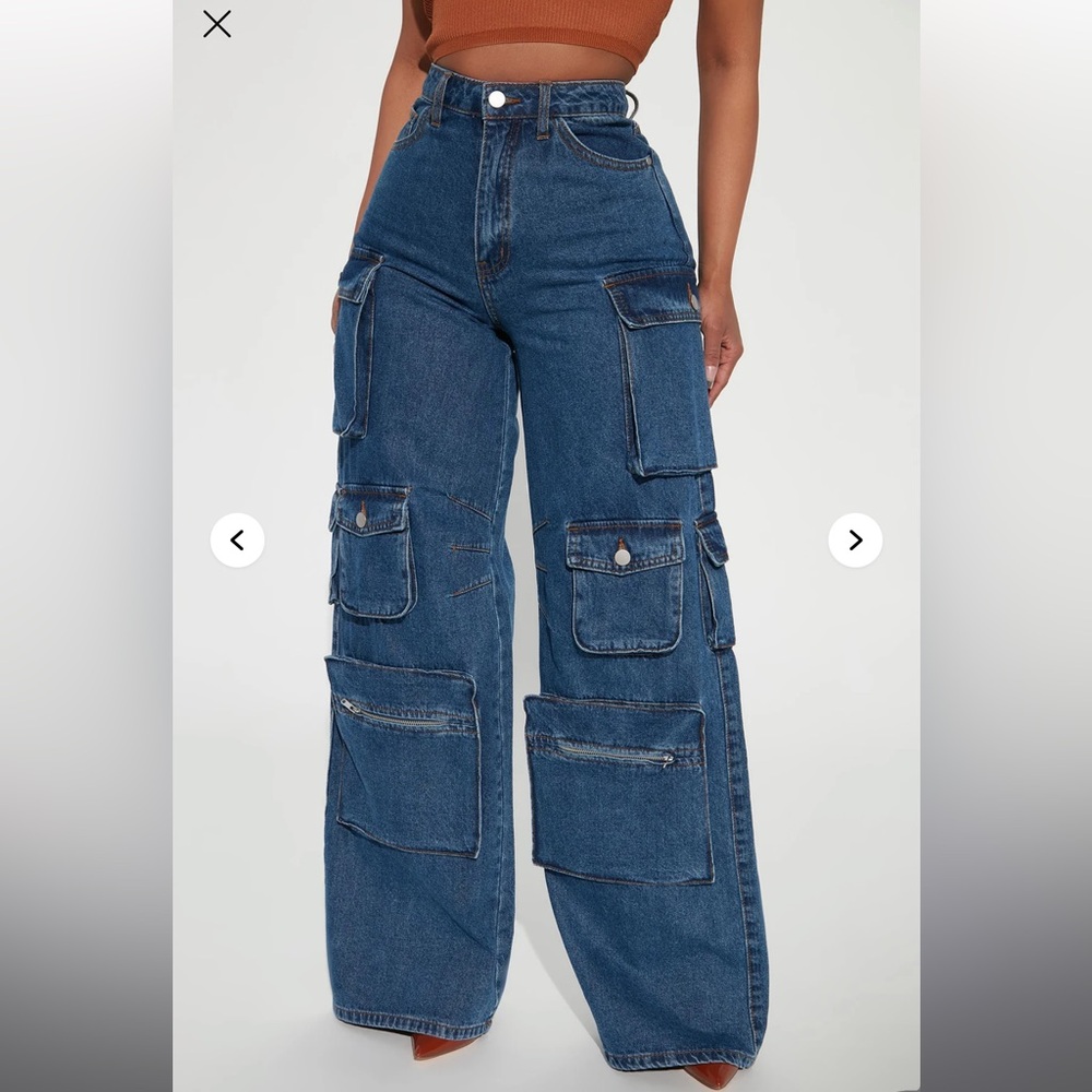 NWT Fashion Nova Lily High Rise Cargo Jeans